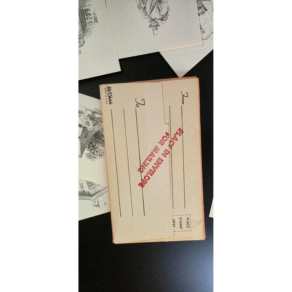 Mini VTG Souvenir of Massachusetts 12 Scenicard Sketches Curhan Co Salem Boston
